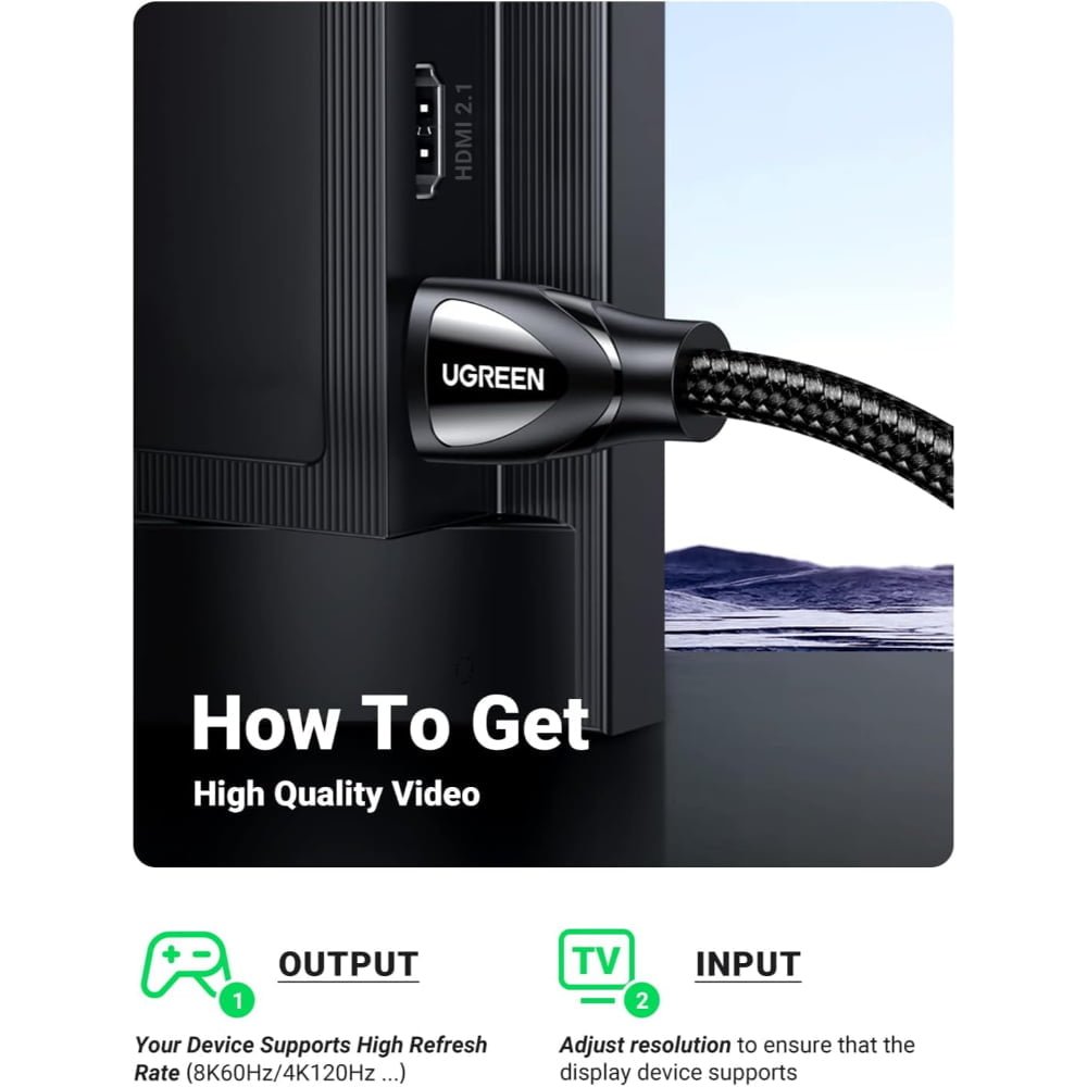 UGREEN 60633 8K HDMI to HDMI Braided Cable (10 Meters) - UGREEN PK