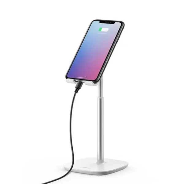 UGREEN 80358 Height Adjustable Desk Phone Holder (White) 45° Multi-Angle, Premium Aluminum Alloy Base - UTECH