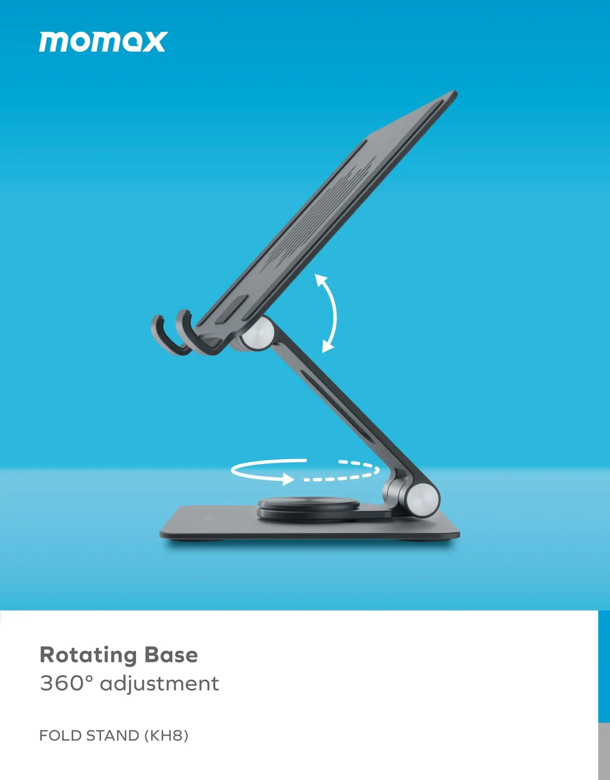 MOMAX KH12S Fold Stand Mila 360 Rotatable Silver Tablet Stand (Silver)