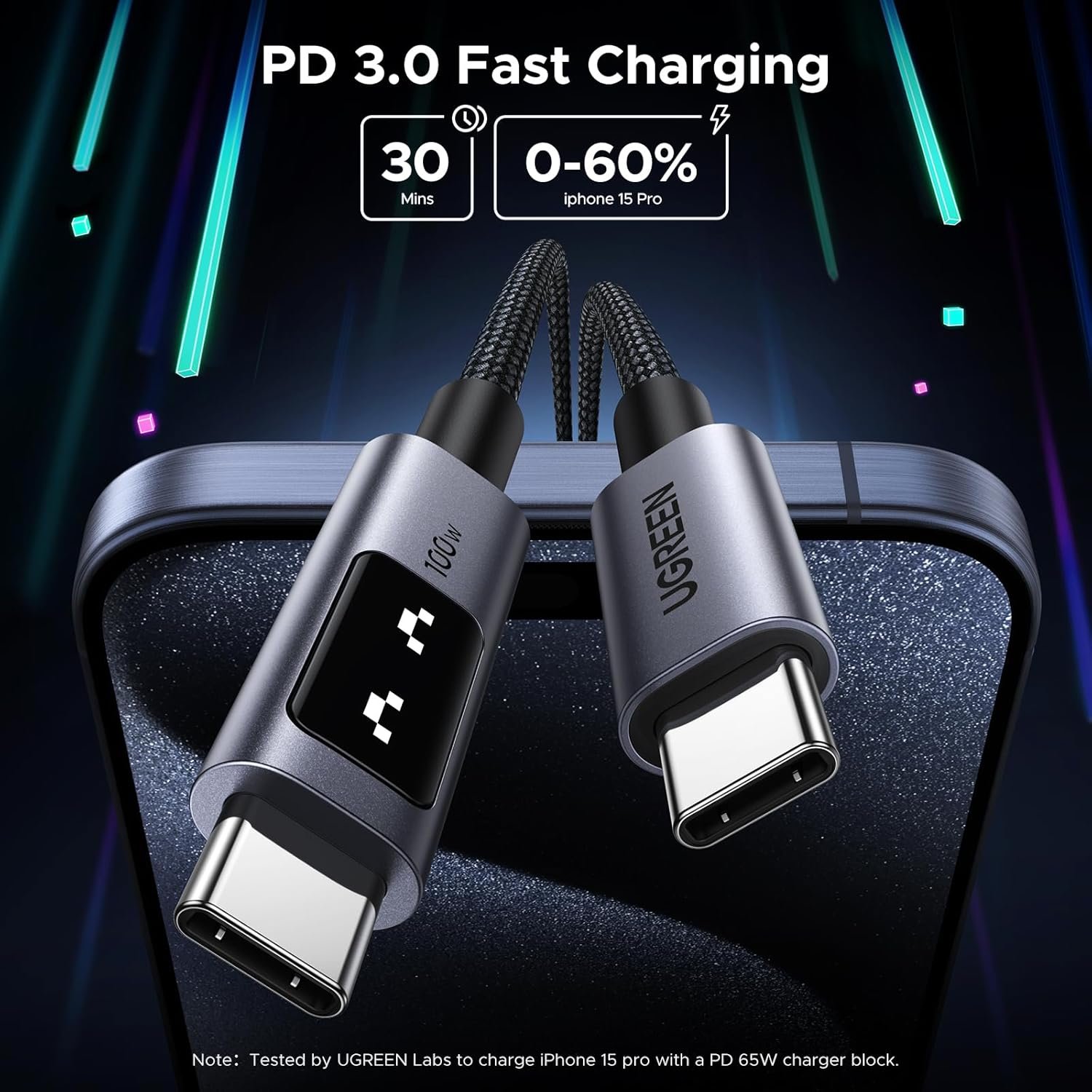 UGREEN 35501 Uno 100W USB C to USB C Charger Cable (1 Meter) Fast Charging 5A Type C to C Cable Compatible with MacBook Pro M3/Air, iPad Pro 2024/Air 5, iPhone 17/16/15 Pro Max, Galaxy S26/S25 Ultra, Pixel 9 - UTECH