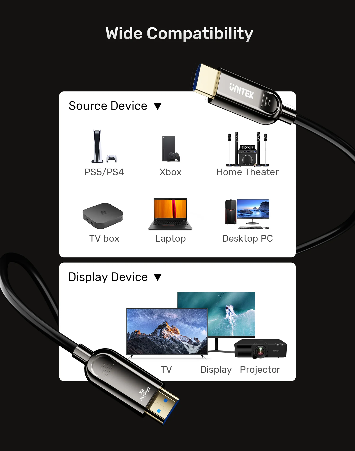UNITEK C11085GY01-20M 8K Fiber Optic HDMI 20 Meter - UTECH
