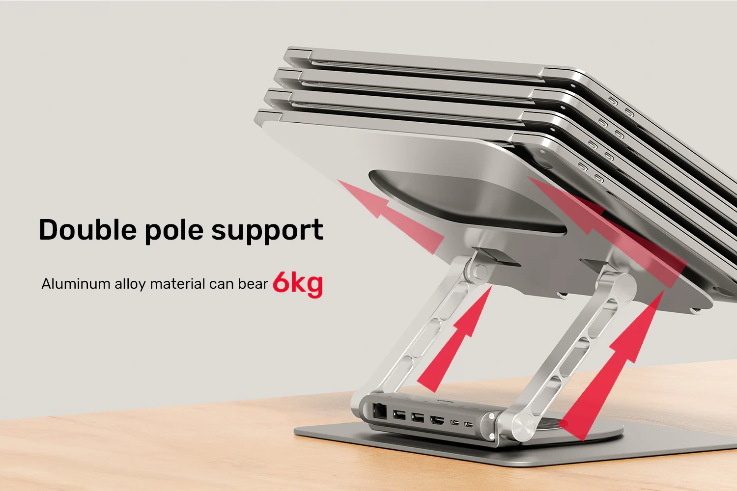UNITEK D1109B01 Laptop Stand with Detachable USB-C Hub - UTECH