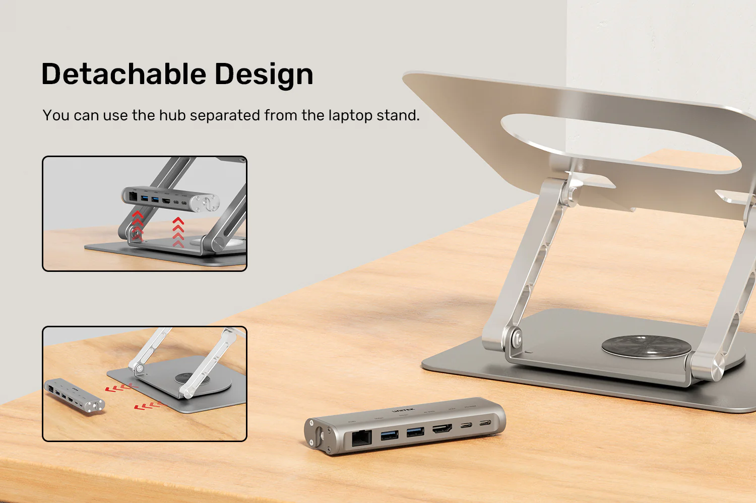 UNITEK D1109B01 Laptop Stand with Detachable USB-C Hub - UTECH