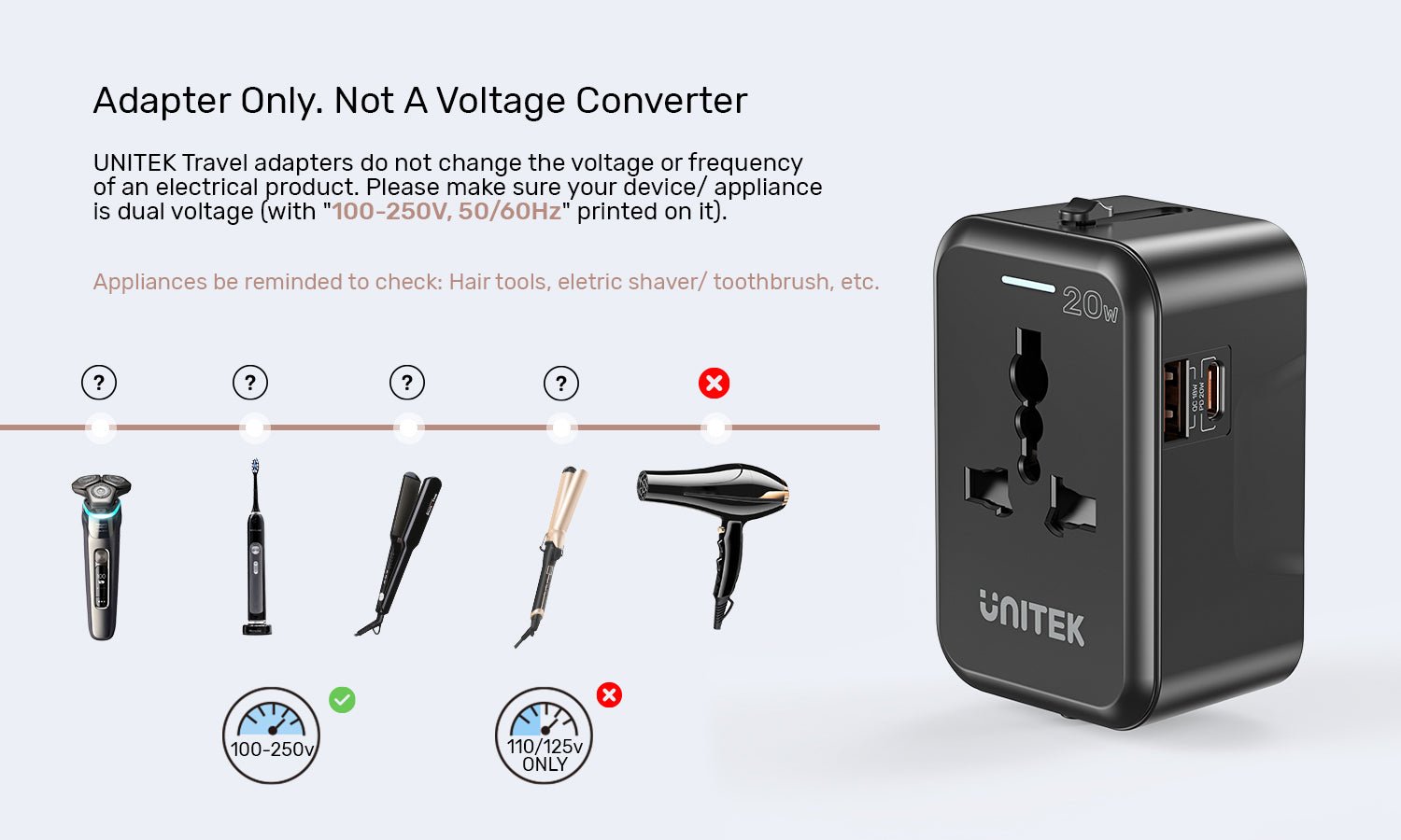 UNITEK Universal Travel Adapter Price in Pakistan UNITEK P1120ABK01 20W Universal Travel Adapter - UTECH