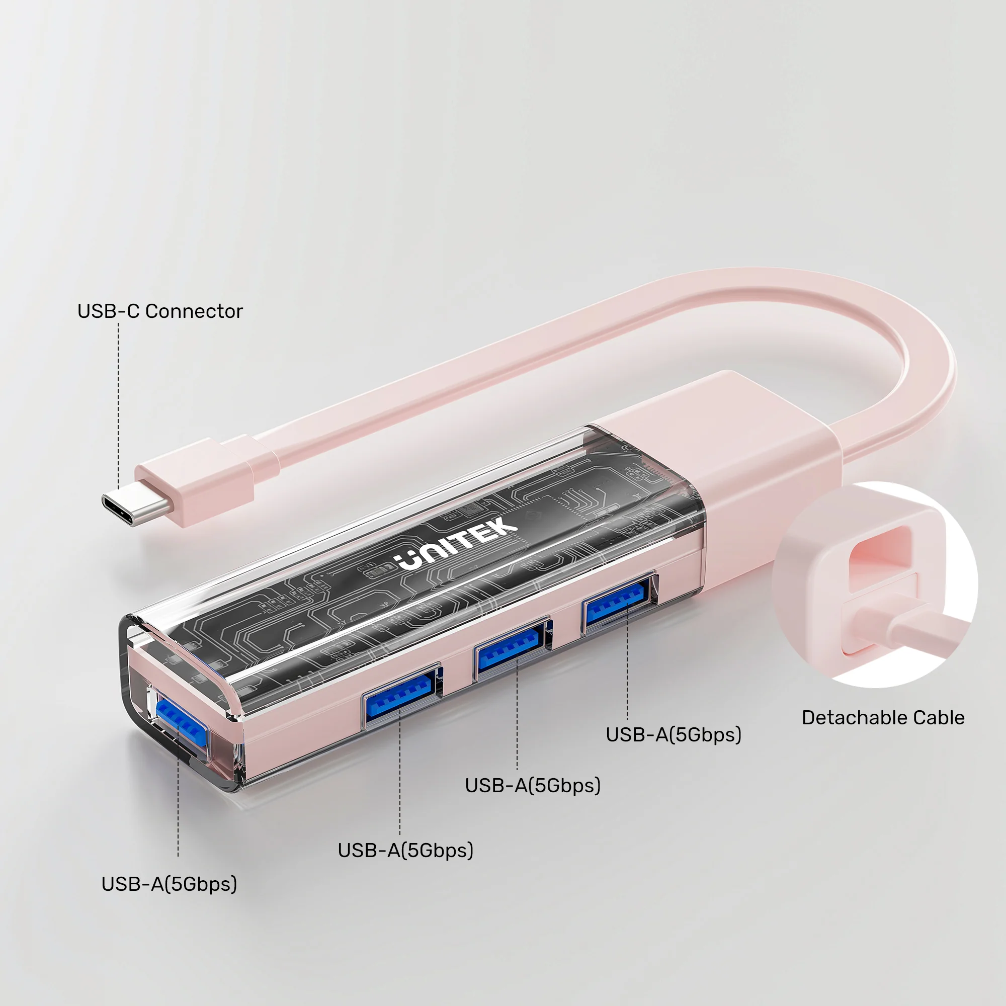 UNITEK H1319ACL01 4-Port USB-A Bi-Directional Hub - UTECH