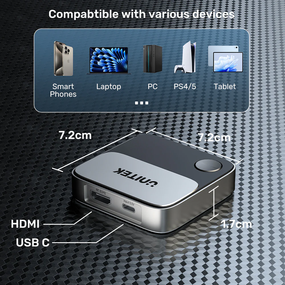 UNITEK V1162B01 Wireless Screen Mirroring Device 4K - UTECH