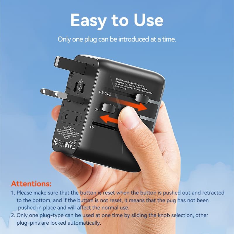 VENTION FJEB0 Universal Travel Adapter 3-Port USB - UTECH