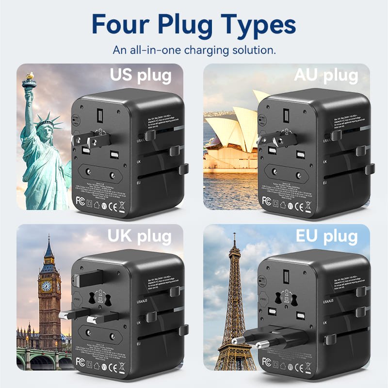 VENTION FJEB0 Universal Travel Adapter 3-Port USB - UTECH
