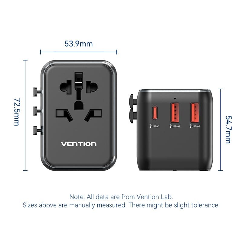 VENTION FJEB0 Universal Travel Adapter 3-Port USB - UTECH