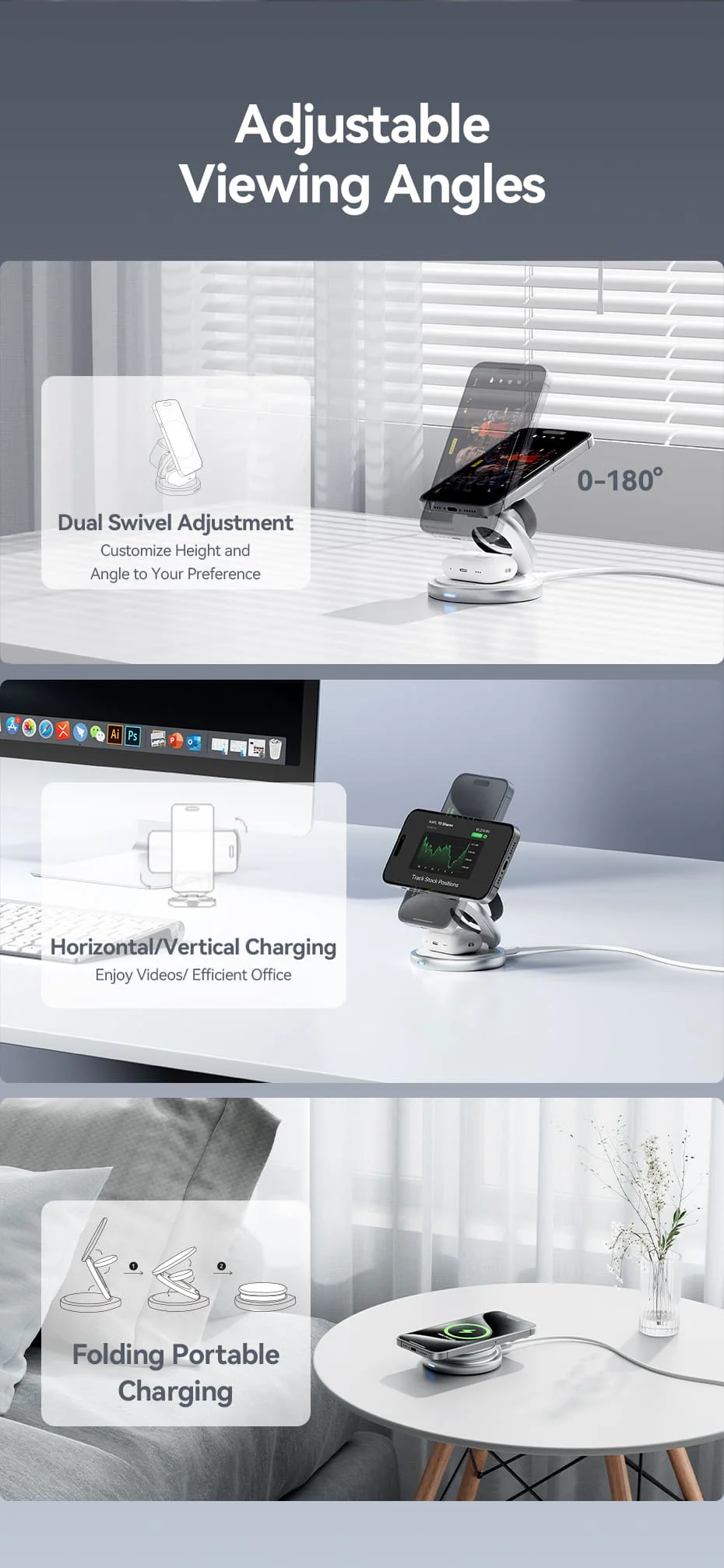 VENTION FGEI0 3-in-1 15W Wireless Charger Stand - UTECH