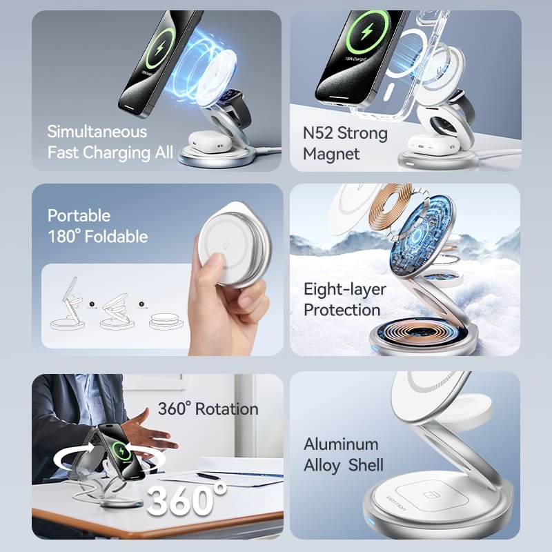 VENTION FGEI0 3-in-1 15W Wireless Charger Stand - UTECH