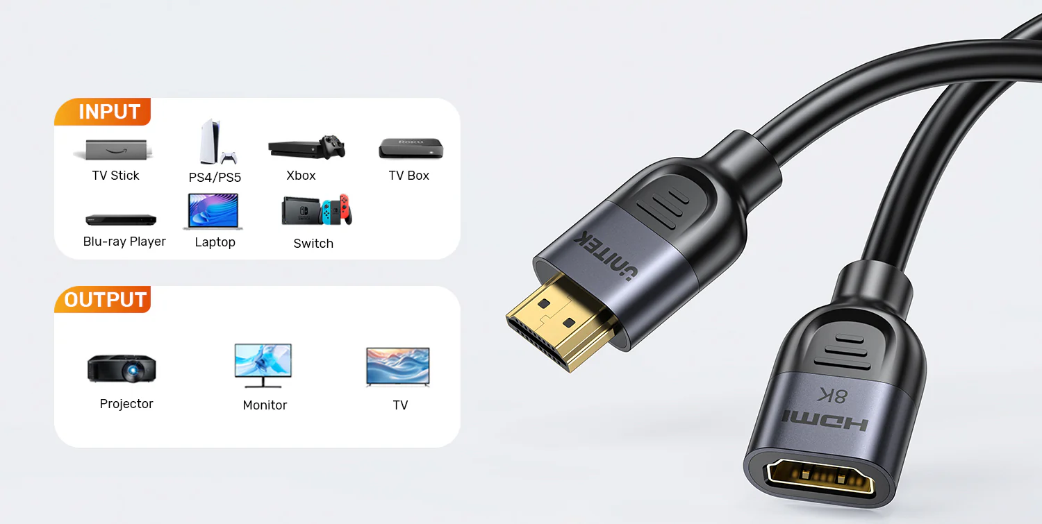 UNITEK C11091AGY01 8K HDMI Cable 1 Meter 48Gbps - UTECH
