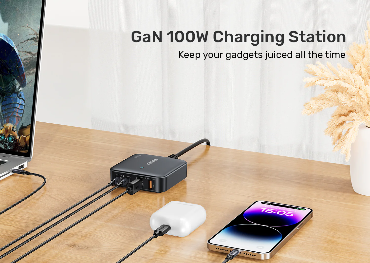 UNITEK P1229ABK01 100W 4-Port GaN Desktop Charger - UTECH