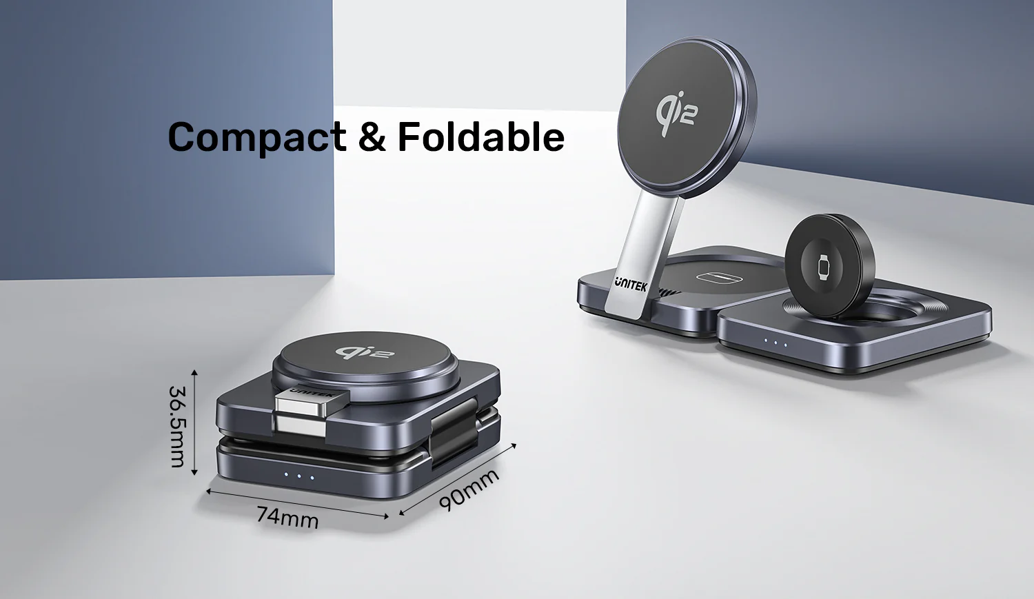 UNITEK Qi2 3-in-1 Charger Price in Pakistan UNITEK P1300AGY01 Qi2 3-in-1 Foldable Charger - UTECH