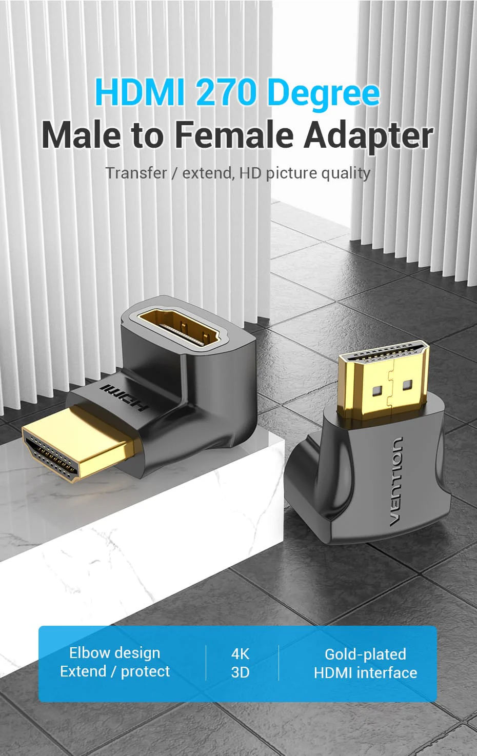 VENTION AINB0 HDMI 270° Male to Female Adapter 4K - UTECH