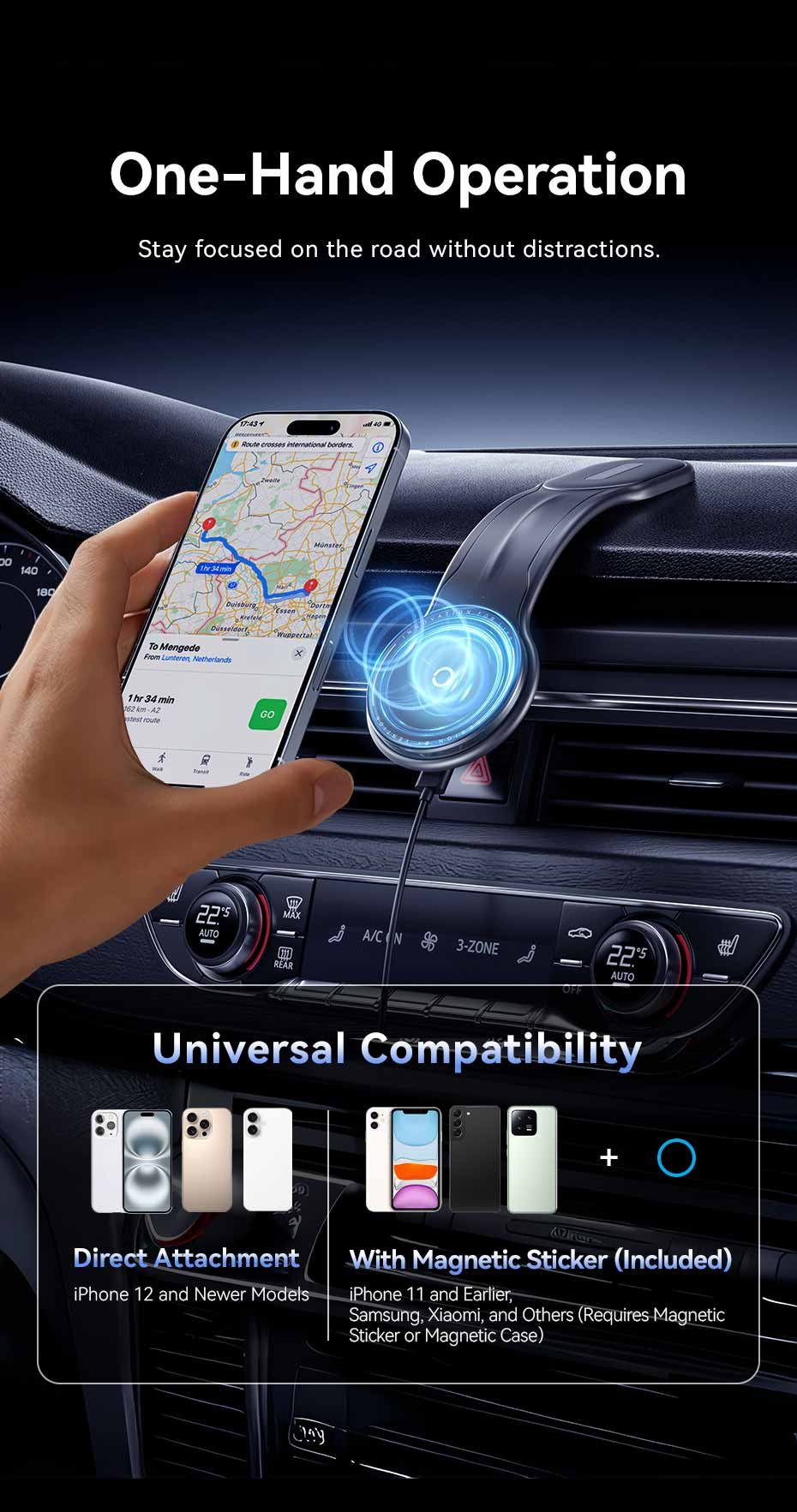 VENTION KSJB0 Wireless Car Mount Charger 15W Magnetic - UTECH