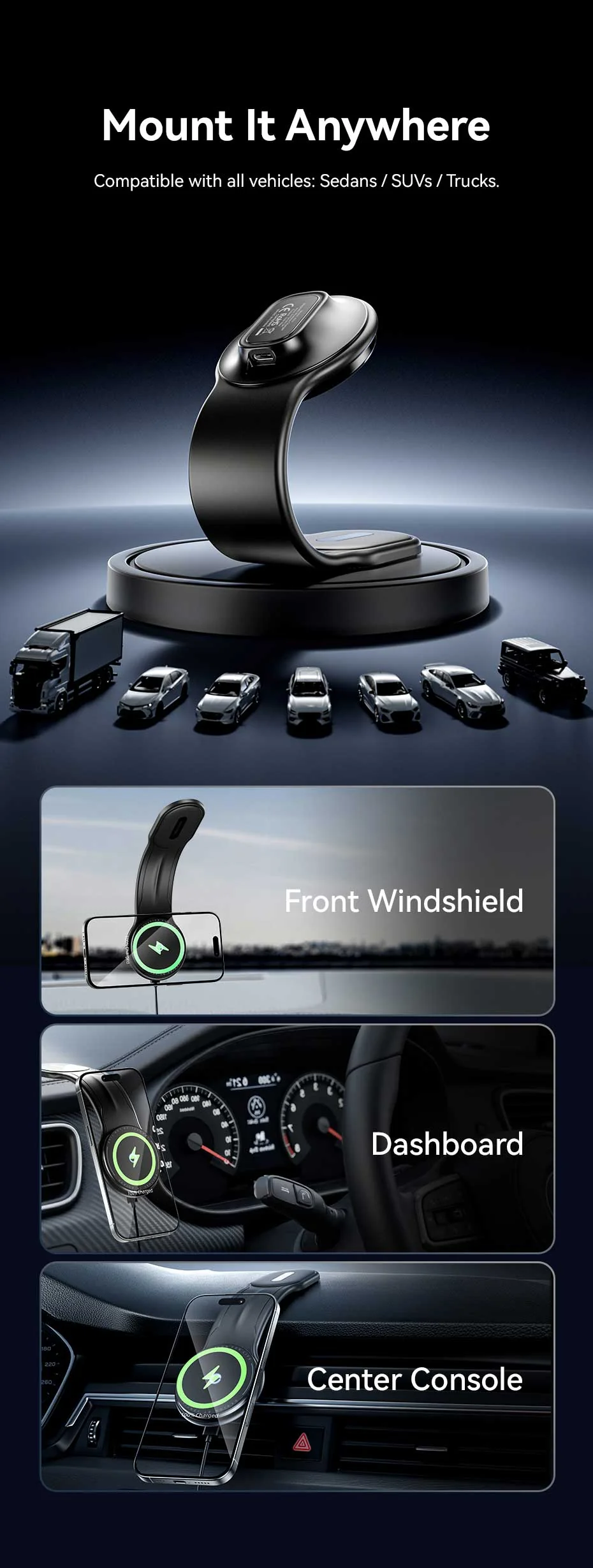 VENTION KSJB0 Wireless Car Mount Charger 15W Magnetic - UTECH