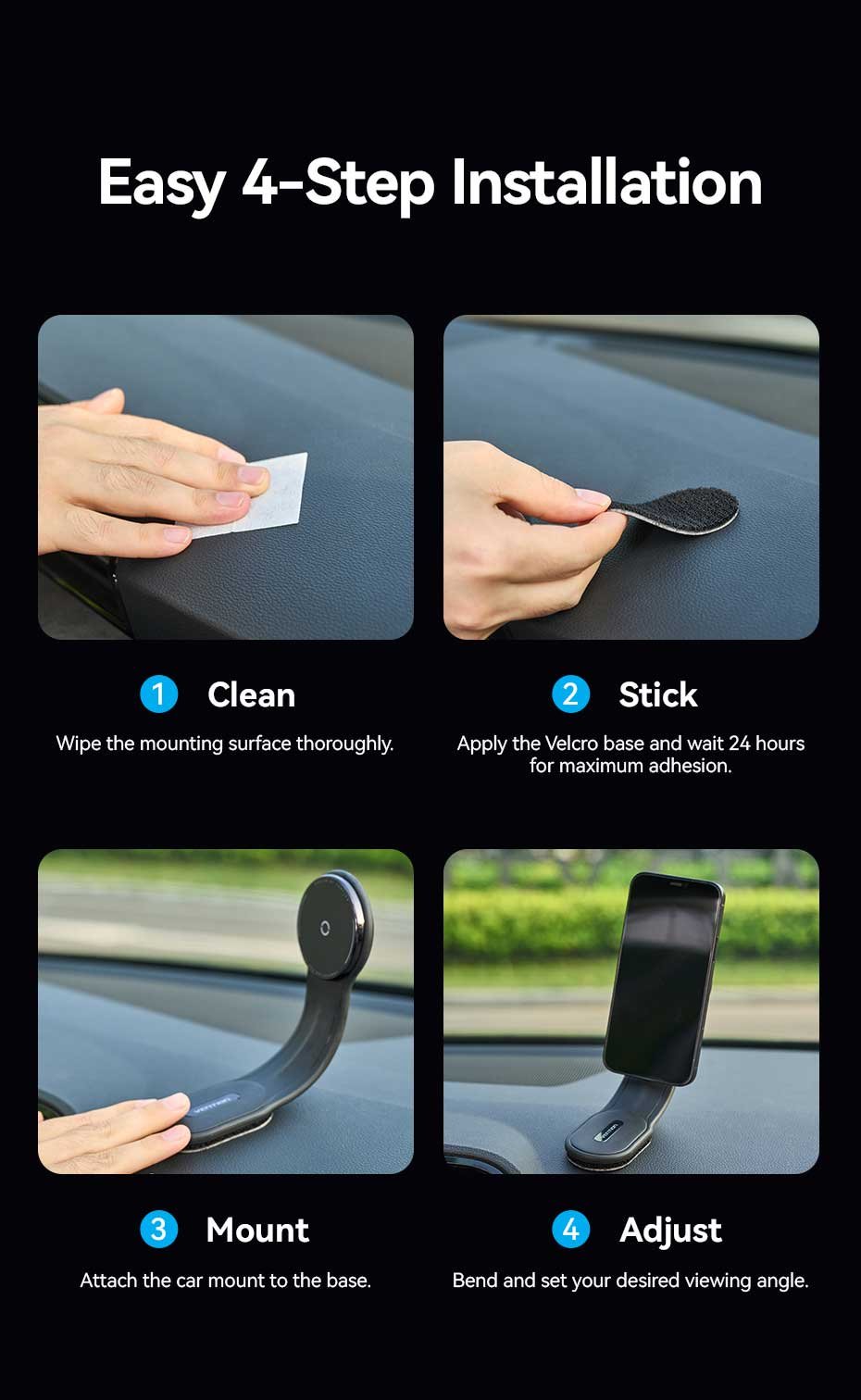 VENTION KSJB0 Wireless Car Mount Charger 15W Magnetic - UTECH