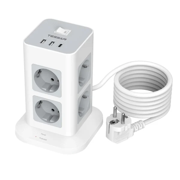TESSAN TPS03-DE-C 11-in-1 Power Strip Tower EU - UTECH