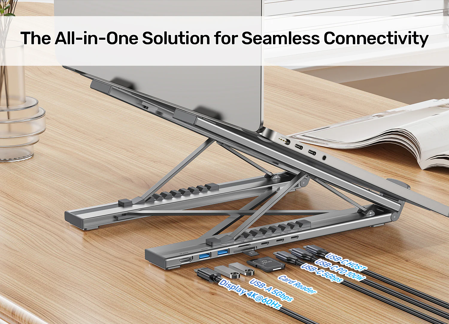 UNITEK D1137AGY01 Foldable Laptop Stand 7-in-1 Dock - UTECH