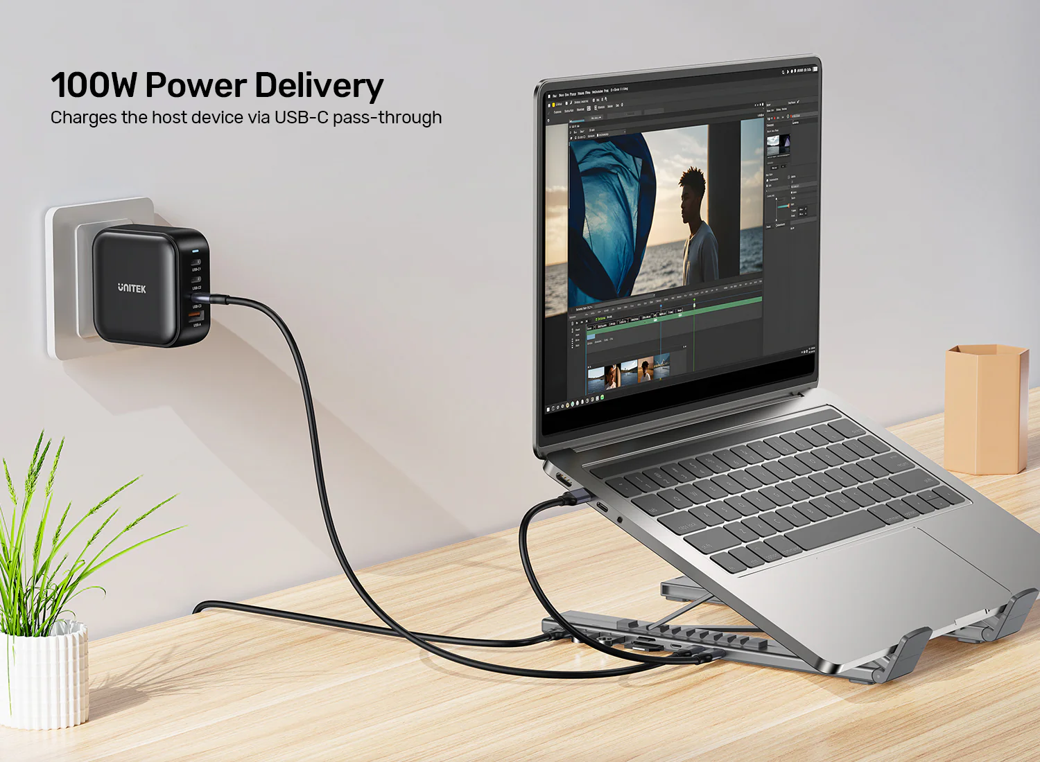 UNITEK D1137AGY01 Foldable Laptop Stand 7-in-1 Dock - UTECH