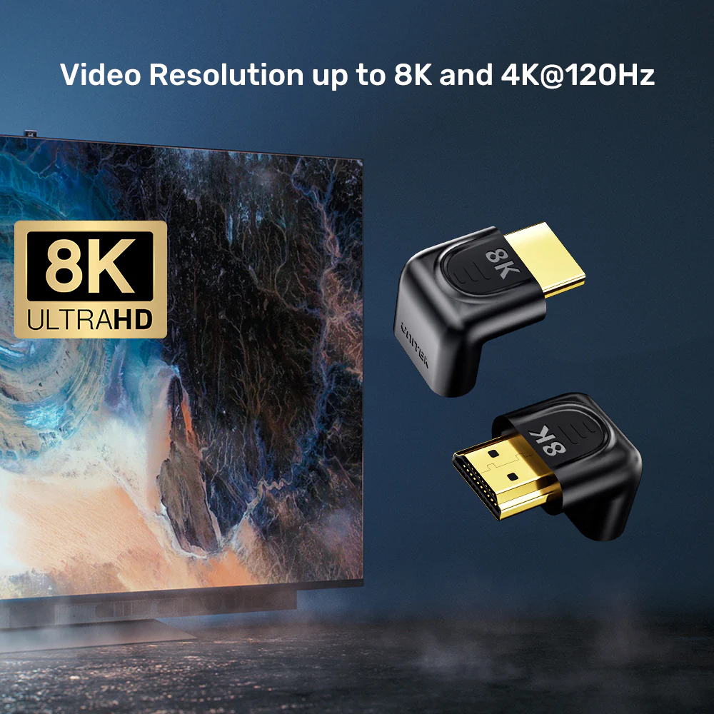 UNITEK OT142BK 8K HDMI Right Angle Adapter 90° - UTECH
