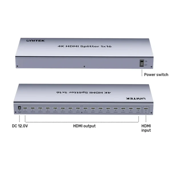 UNITEK V1137AGY01-EU HDMI Splitter 1 in 16 Out - UTECH