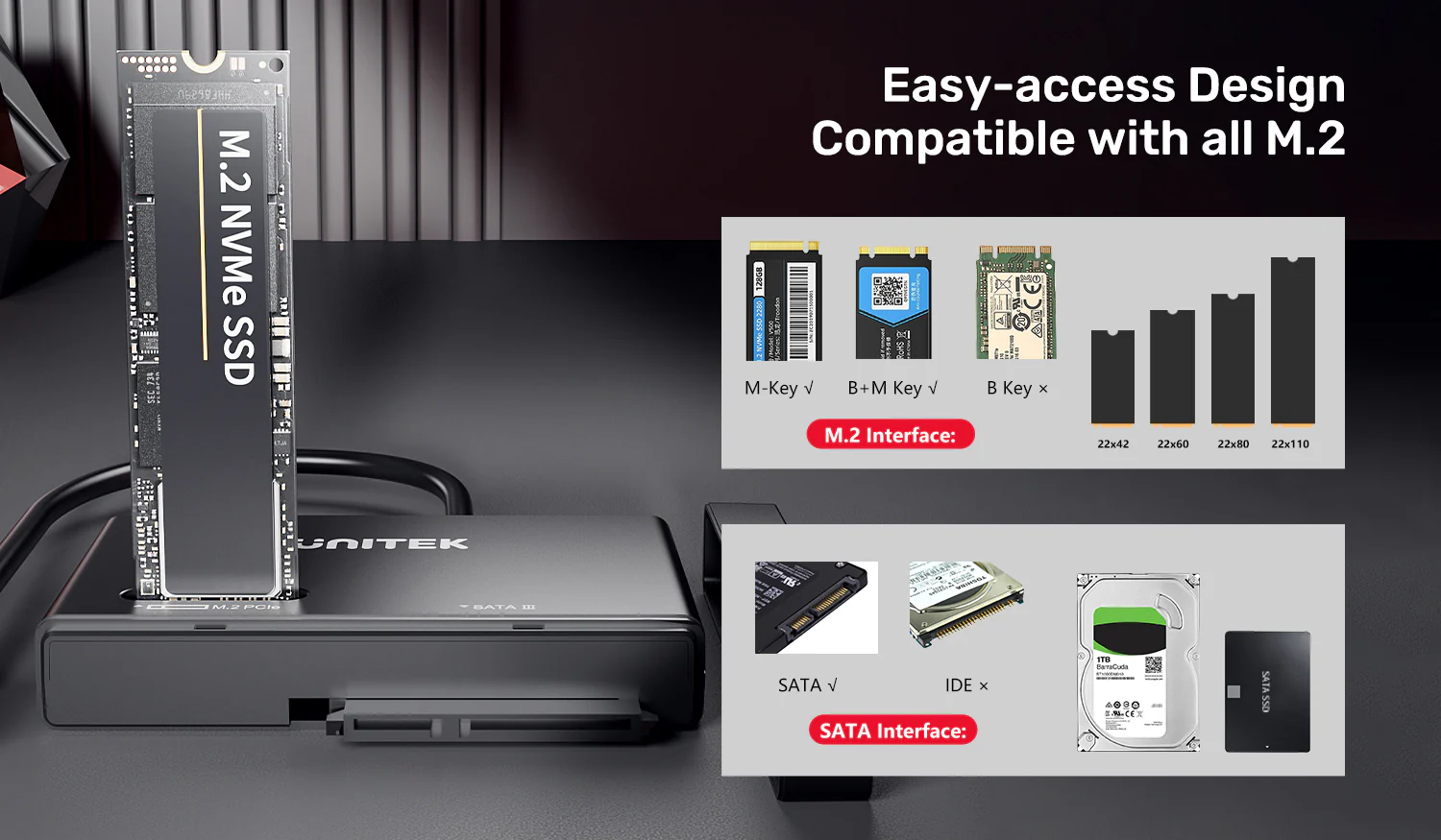 UNITEK Dual-Slot SSD Enclosure Price in Pakistan UNITEK S1232A01-EU M.2 NVMe + SATA SSD Adapter - UTECH