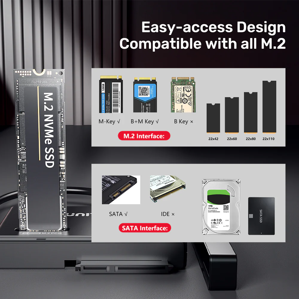 UNITEK S1232A01-EU M.2 NVMe + SATA SSD Adapter - UTECH