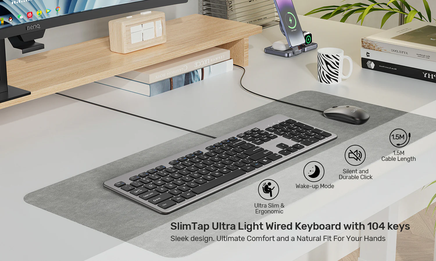 UNITEK T052AGY01 SlimTap Ultra Light Wired Keyboard - UTECH